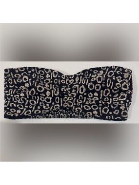 Alexie Strapless Bandeau Crop Top in Black with Cream Spot Print
